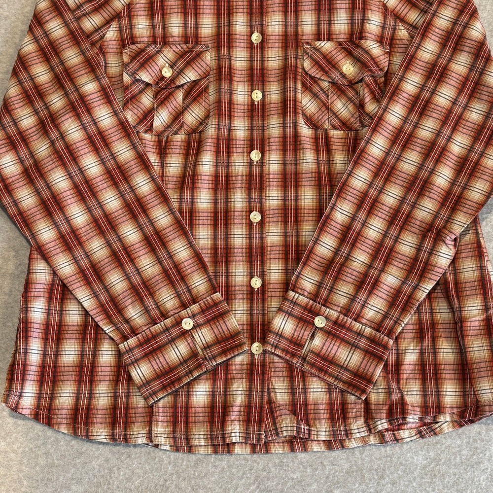 Pendleton Vented Long Sleeve Button Up Shirt Womens Large Red Tan Plaid Cotton - Picture 4 of 15